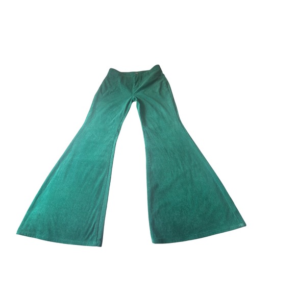Flying Tomato Green Corduroy Flare Leg Pants Womens Medium Retro Groovy Style - Picture 1 of 6